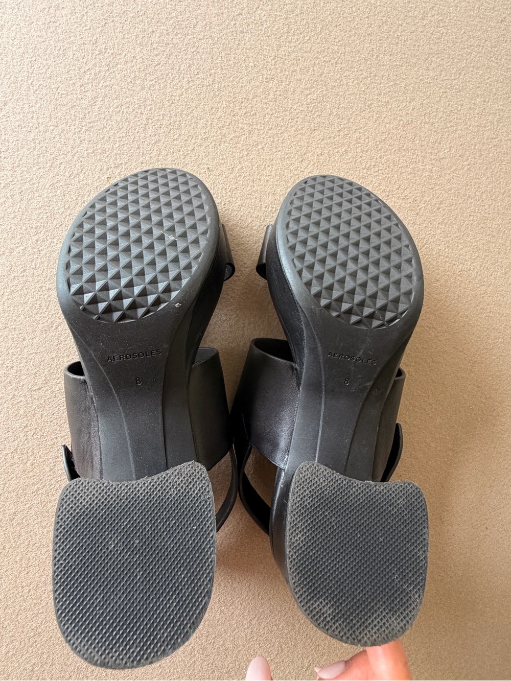 Aerosoles Black Block Heel Open-Toe Sandals with Silver Buckle Strap - Picture 6 of 6